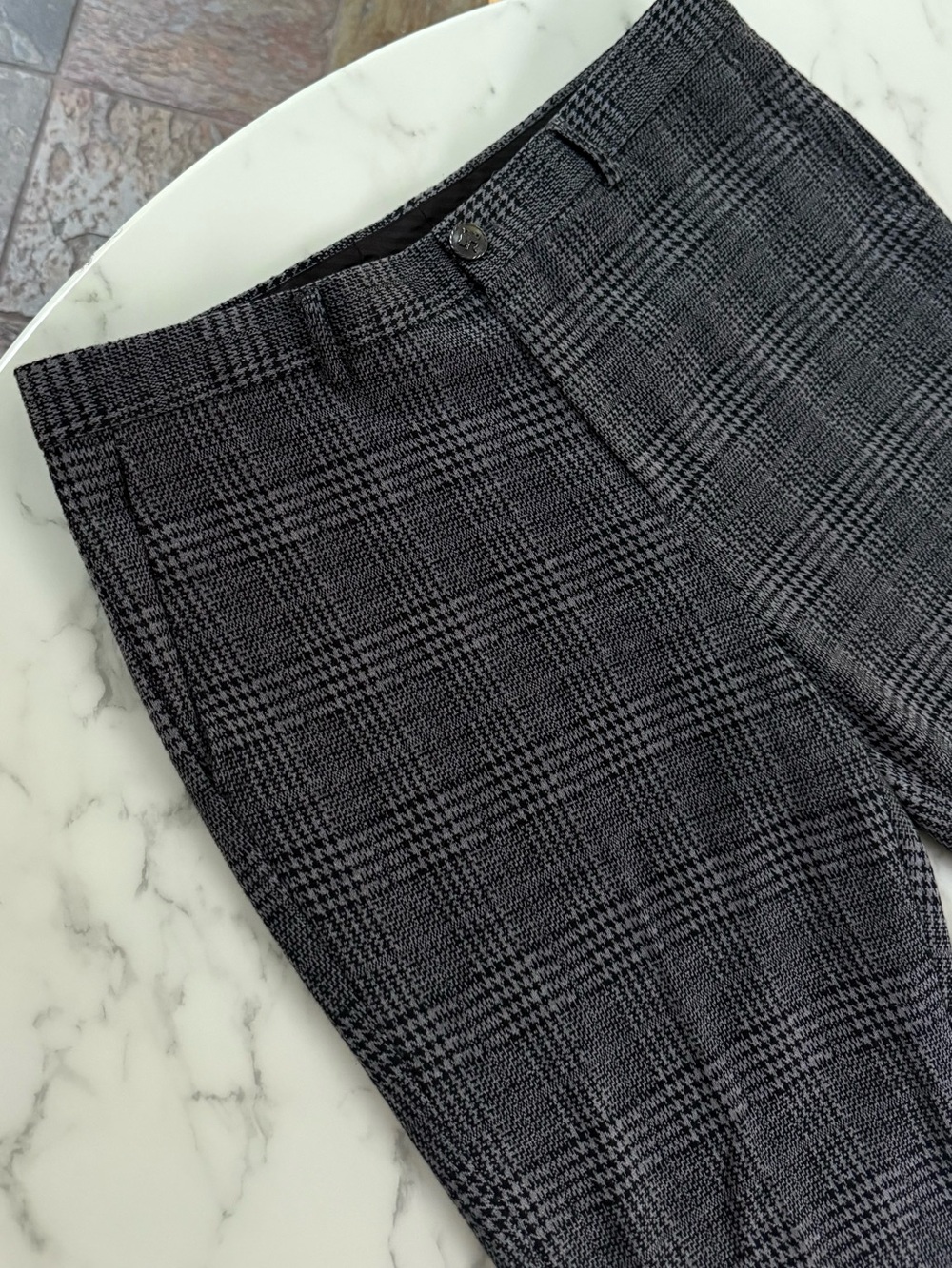Lapel Custom Houndstooth Suit Pants - Size: 34/32